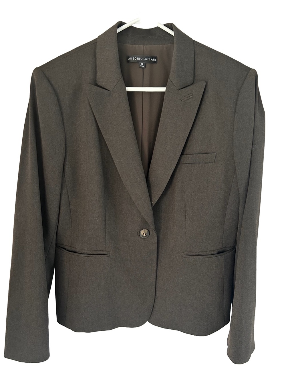 ANTONIO MELANI Women’s Dark Olive/ Brown Single-Button Tailored Blazer. size 14
